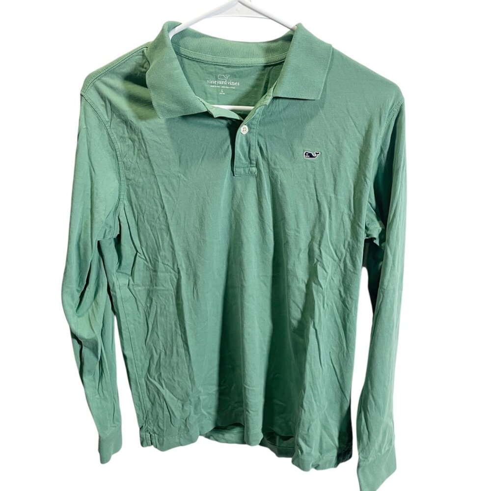 Vineyard Vines‎ Boys Long-Sleeve Polo Green L 100% Pima Cotton